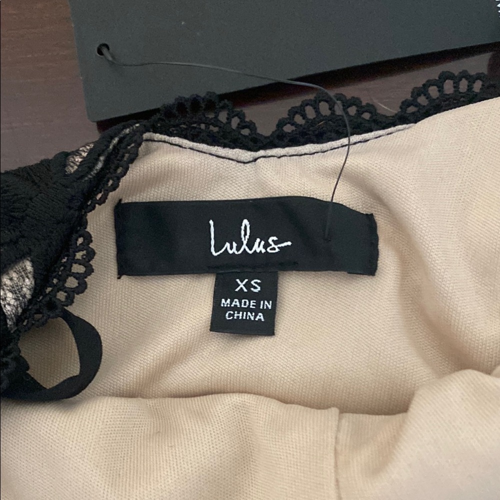 Lulu's Black Lace Bodysuit Floral Pattern